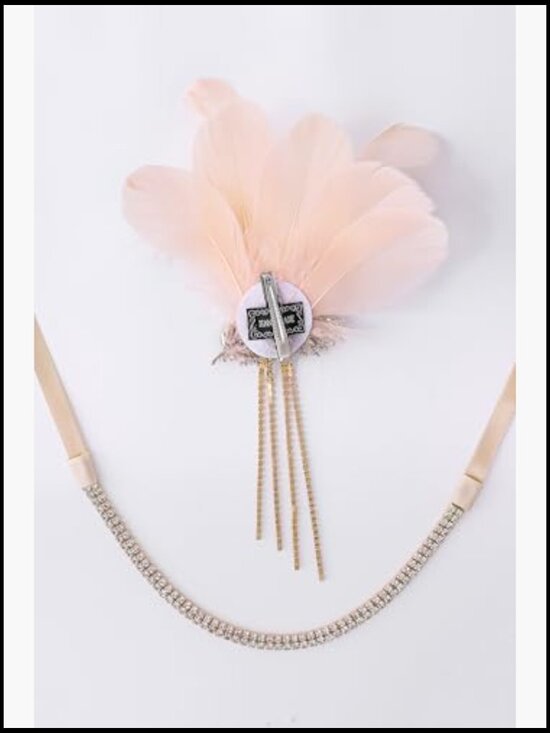 Feather Headband 1920s Flapper Gatsby Crystal Hair Accessory Vintage Jazz Age main image 7